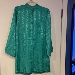 Diane Gilman Teal Jacquard Tunic Jacket